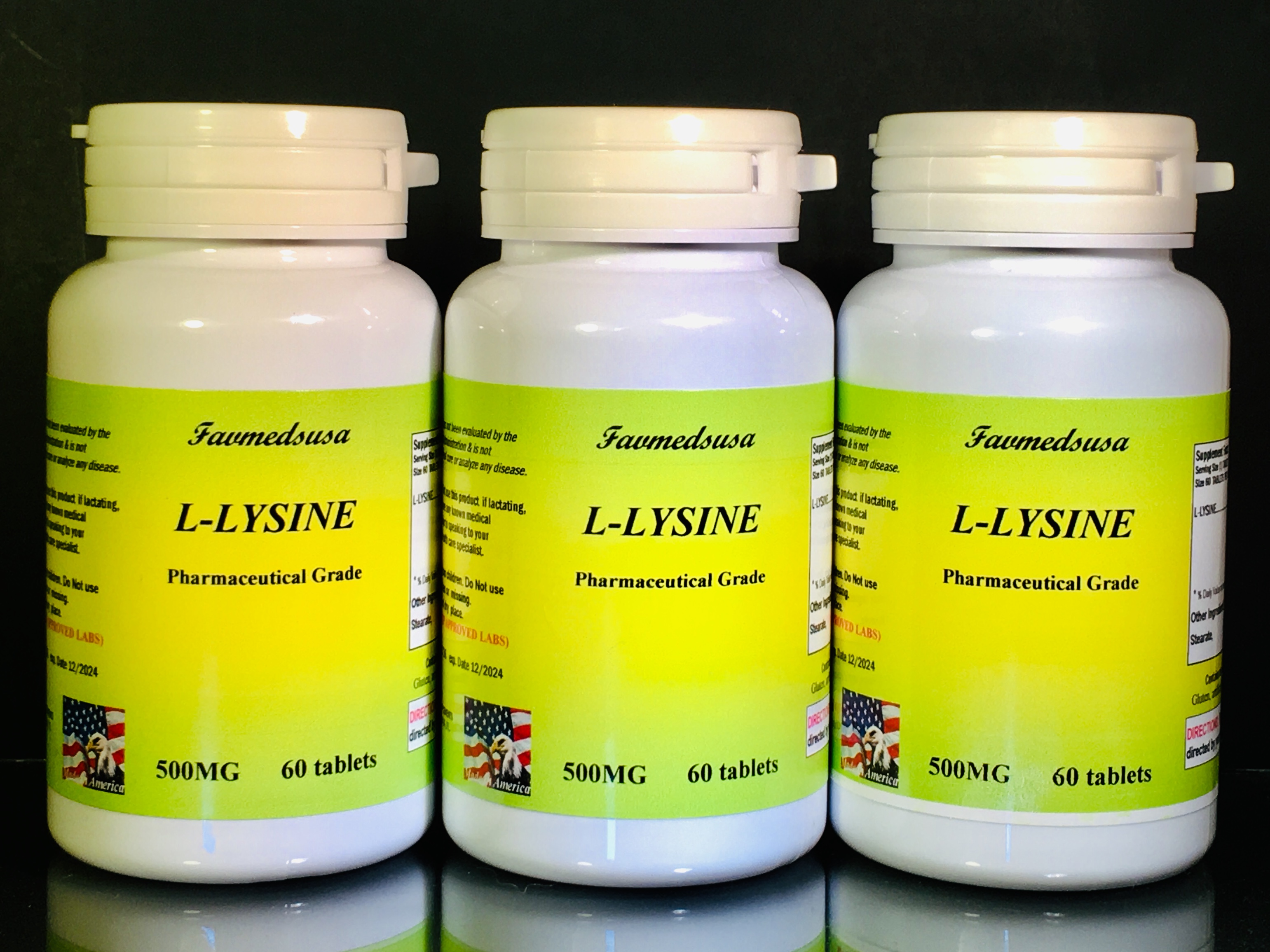 L-Lysine 500mg - 180 (3x60) Tablets